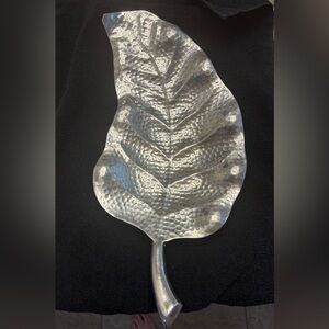 Hammered silver leaf tray EUC 17 by 9